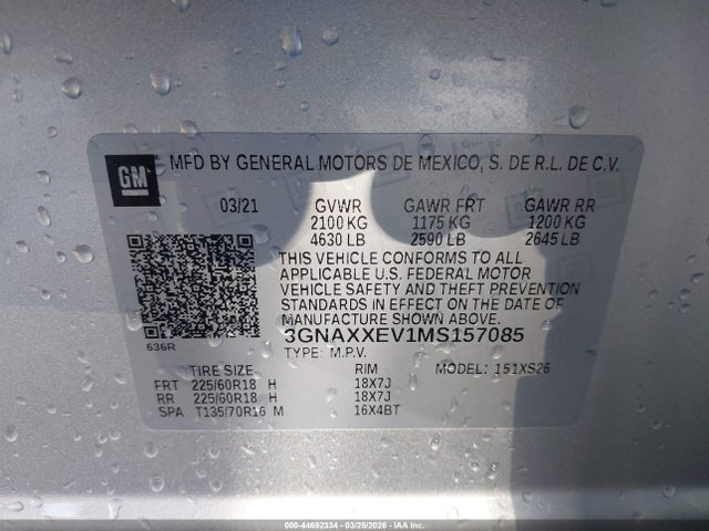 Chevrolet Equinox Awd Premier 2021 3GNAXXEV1MS157085 Image 9
