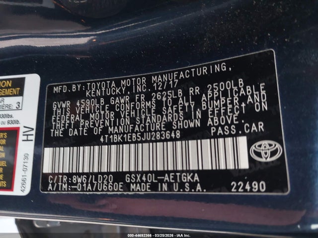 2018 TOYOTA AVALON 4T1BK1EB5JU283648 Photo 8