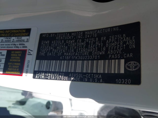 Toyota CAMRY SE 2016 4T1BF1FK3GU233701 Image 9