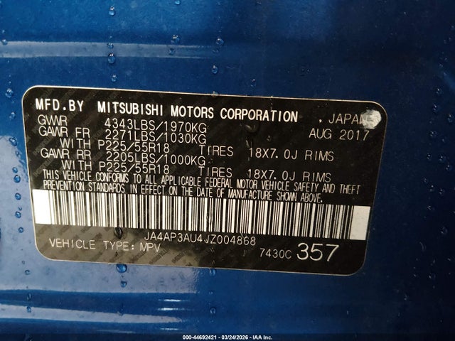 2018 MITSUBISHI OUTLANDER SPORT JA4AP3AU4JZ004868 Photo 8