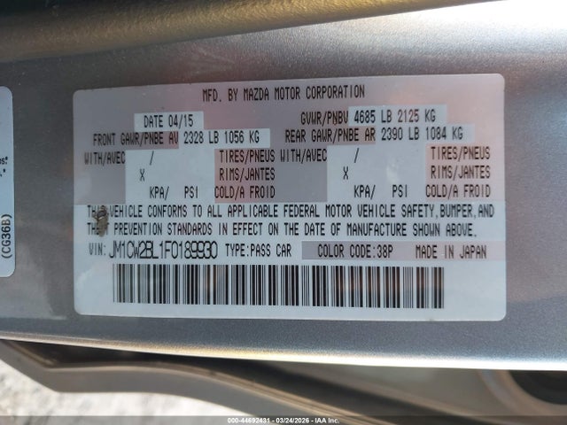 Продаж на аукціоні авто 2015 Mazda Mazda5 Sport, vin: JM1CW2BL1F0189930, номер лоту: 44692431