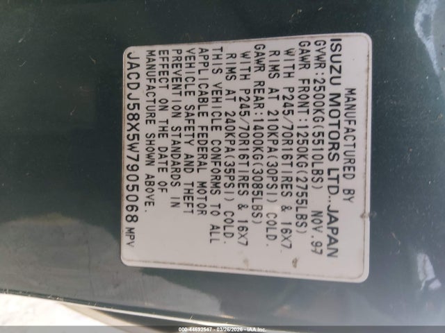 1998 ISUZU TROOPER JACDJ58X5W7905068 Photo 8