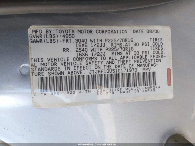 Продажа на аукционе авто 2001 Lexus Rx 300, vin: JTJHF10U510171979, номер лота: 44692558