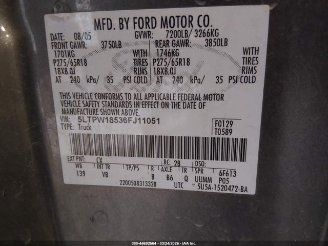 2006 LINCOLN MARK LT 5LTPW18536FJ11051 Photo 8