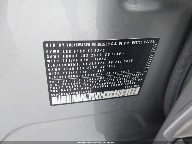 Aukcja sprzedaży 2023 Volkswagen Tiguan 2.0t Se R-line Black, vin: 3VVCB7AX4PM114717, numer aukcji: 44692625