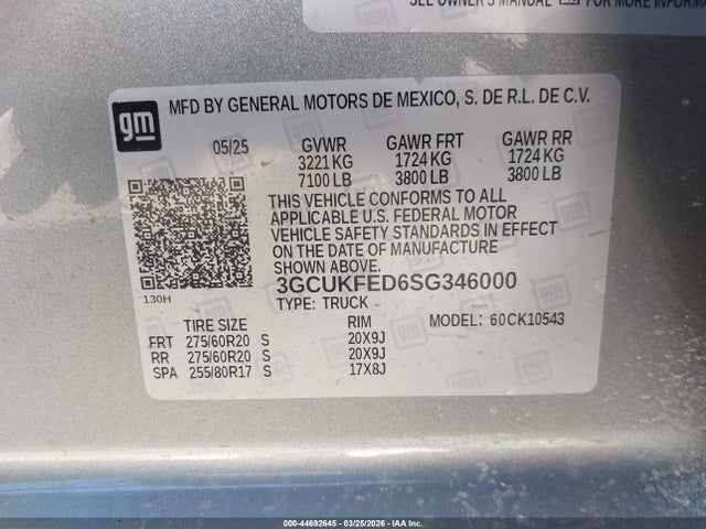 Продажа на аукционе авто 2025 Chevrolet Silverado 1500 4wd  Short Bed Lt Trail Boss, vin: 3GCUKFED6SG346000, номер лота: 44692645