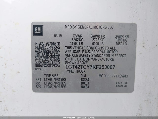 1GT42TCY7KF253007 GMC SIERRA 3500HD