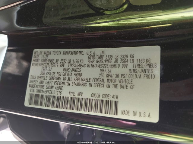 44692698 :رقم المزاد ، 7MMVAAEW1TN151216 vin ، 2026 Mazda Cx-50 Hybrid Premium Plus مزاد بيع