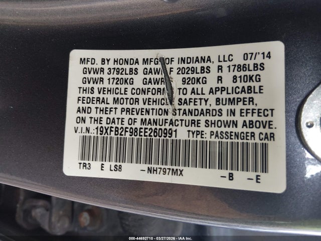 Honda Civic Ex-l 2014 19XFB2F98EE260991 Image 9