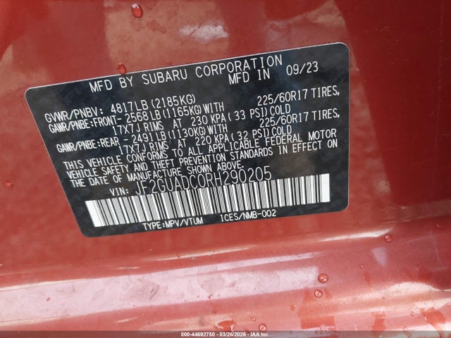 Subaru Crosstrek Premium 2024 JF2GUADC0RH290205 Image 9