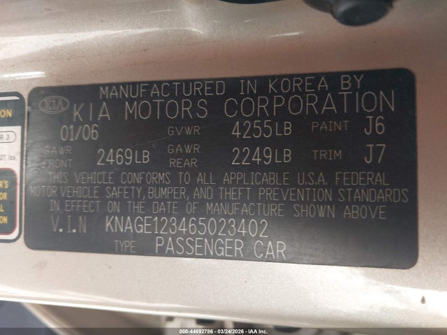 Aukcja sprzedaży 2006 Kia Optima Ex (new)/lx (new), vin: KNAGE123465023402, numer aukcji: 44692786