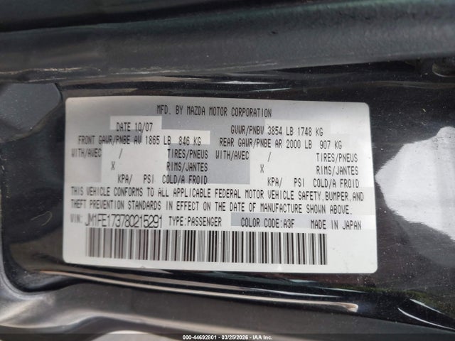 Продажа на аукционе авто 2008 Mazda Rx-8 Touring, vin: JM1FE173780215291, номер лота: 44692801