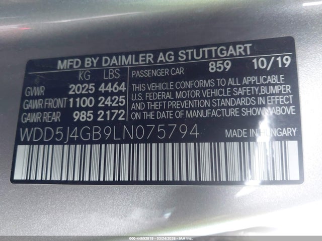 WDD5J4GB9LN075794 Mercedes-Benz CLA 250