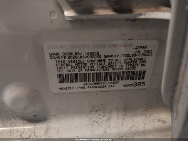 2002 MITSUBISHI LANCER JA3AJ86EX2U004537 Photo 8