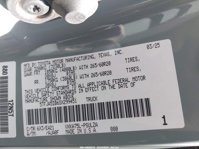 5TFJA5DB6SX299451 Toyota Tundra Limited