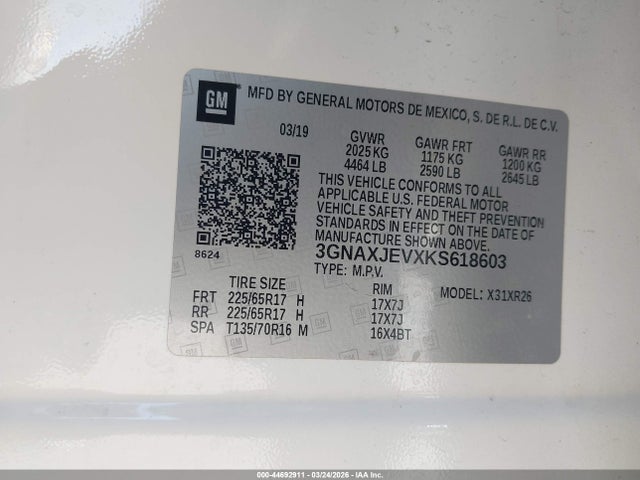 Chevrolet EQUINOX LT 2019 3GNAXJEVXKS618603 Image 9