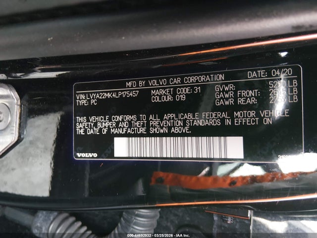 LVYA22MK4LP175457 Volvo S90 T6 Momentum