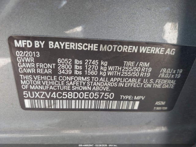 Aukcja sprzedaży 2013 Bmw X5 Xdrive35i/xdrive35i Premium/xdrive35i Sport Activity, vin: 5UXZV4C58D0E05750, numer aukcji: 44692947