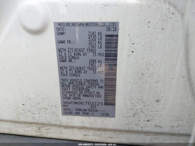 Nissan ROGUE SV 2019 5N1AT2MV2KC703125 Image 9