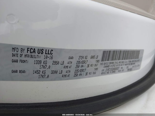Продажа на аукционе авто 2017 Chrysler Pacifica Touring-l Plus, vin: 2C4RC1EG2HR585577, номер лота: 44693003