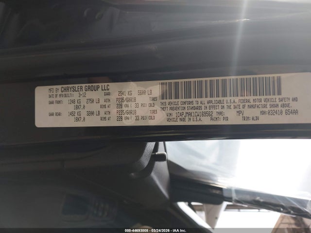 Aukcja sprzedaży 2012 Jeep Liberty Sport, vin: 1C4PJMAK1CW169562, numer aukcji: 44693008