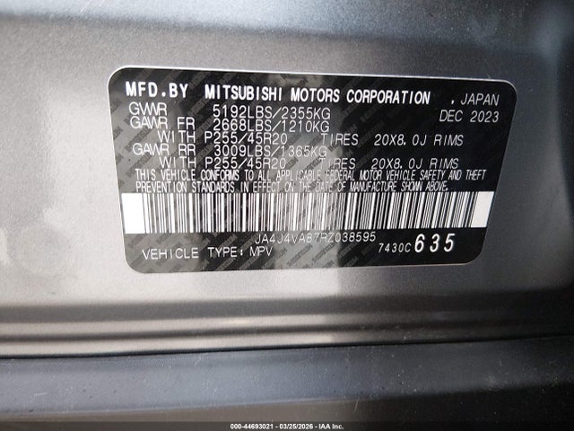 Aukcja sprzedaży 2024 Mitsubishi Outlander Se 2.5 S-awc/se Black Edition S-awc/se Black Edition W/pano Roof S-awc/se Ralliart S-awc, vin: JA4J4VA87RZ038595, numer aukcji: 44693021