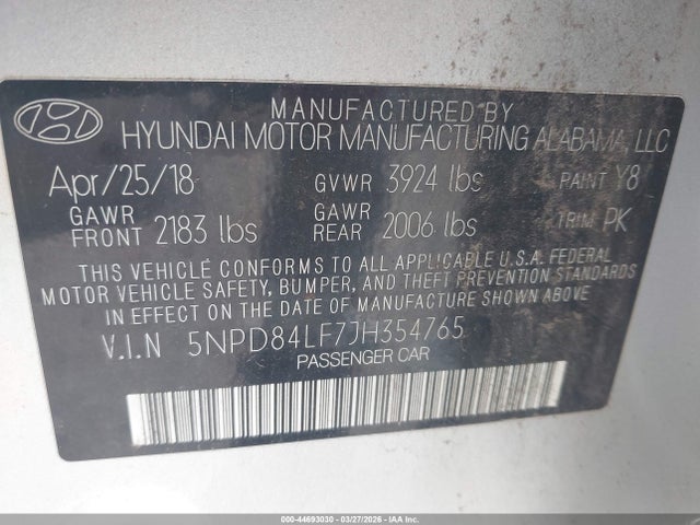 Hyundai Elantra Value Edition 2018 5NPD84LF7JH354765 Image 9