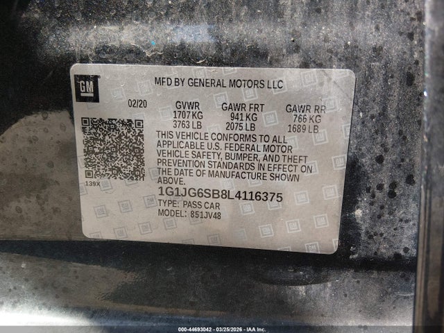 1G1JG6SB8L4116375 Chevrolet Sonic Fwd 1fl 5-door