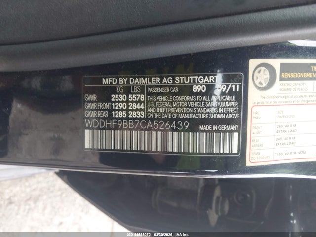 Продажа на аукционе авто 2012 Mercedes-benz E 550 4matic, vin: WDDHF9BB7CA526439, номер лота: 44693072