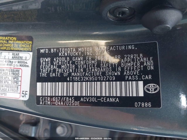 2005 TOYOTA CAMRY 4T1BE32K95U102709 Photo 8