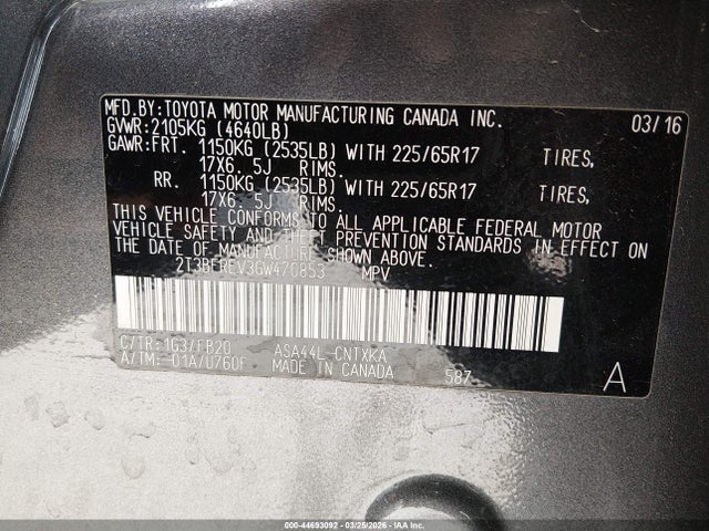 Toyota RAV4 LE 2016 2T3BFREV3GW470853 Image 9