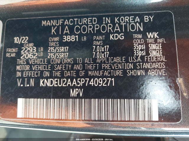 Продажа на аукционе авто 2023 Kia Seltos S, vin: KNDEU2AA5P7409271, номер лота: 44693099