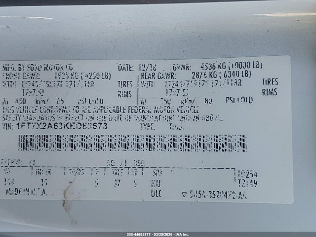 1FT7X2A63KED83673 Ford F-250 Xl