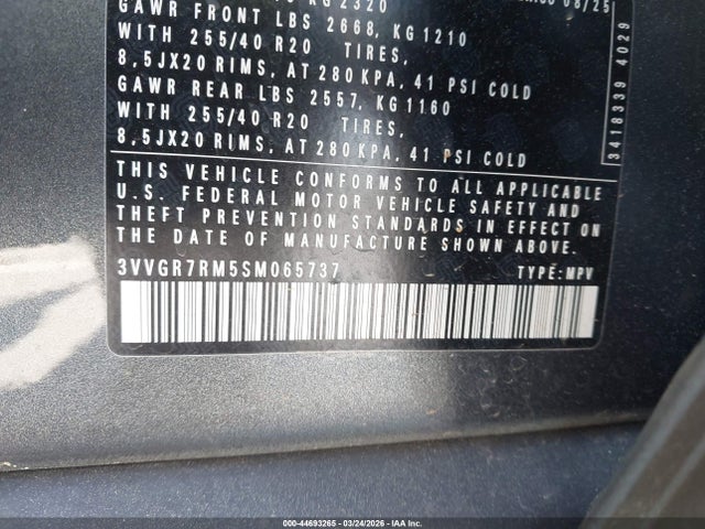 44693265 :رقم المزاد ، 3VVGR7RM5SM065737 vin ، 2025 Volkswagen Tiguan 2.0t Se R-line Black مزاد بيع