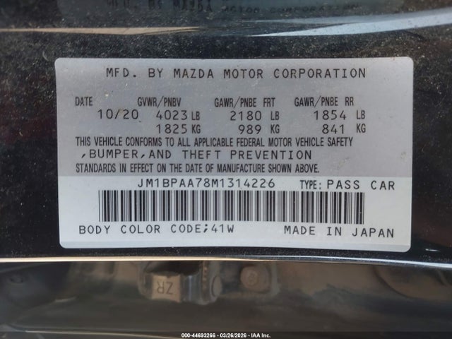 2021 MAZDA MAZDA3 JM1BPAA78M1314226 Photo 8