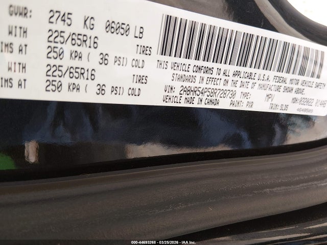 44693268 :رقم المزاد ، 2A8HR54P58R728730 vin ، 2008 Chrysler Town & Country Touring مزاد بيع