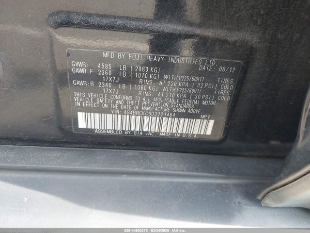 44693270 :رقم المزاد ، 4S4BRCKC6D3221464 vin ، 2013 Subaru Outback 2.5i Limited مزاد بيع