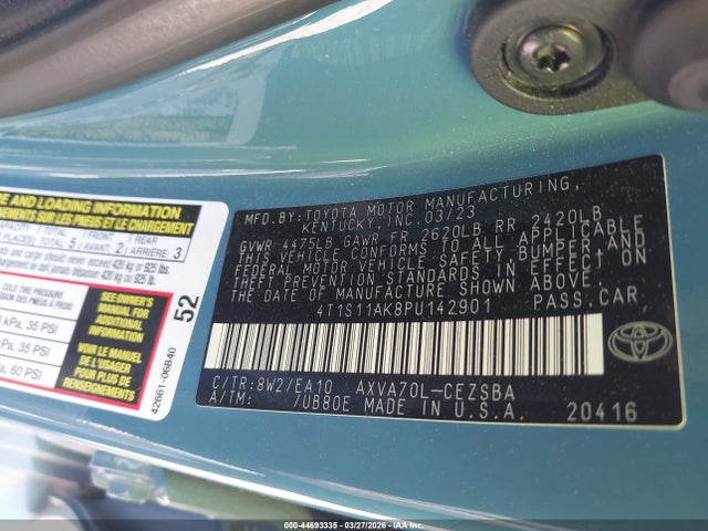 44693335 :رقم المزاد ، 4T1S11AK8PU142901 vin ، 2023 Toyota Camry Se مزاد بيع