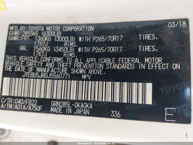 2018 TOYOTA 4RUNNER JTEBU5JR0J5560771 Photo 8