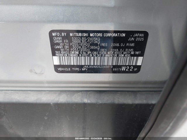 2025 MITSUBISHI OUTLANDER JA4J4VA80SZ045619 Photo 8