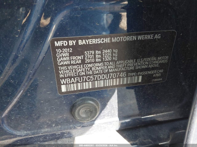44693381 :رقم المزاد ، WBAFU7C57DDU70746 vin ، 2013 Bmw 535i Xdrive مزاد بيع