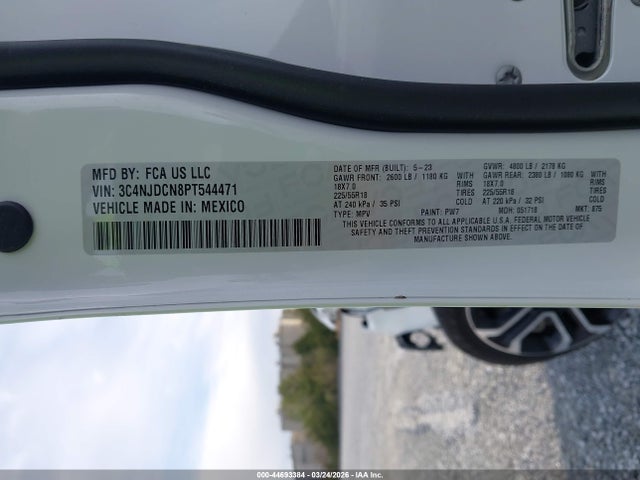 Aukcja sprzedaży 2023 Jeep Compass Limited 4x4, vin: 3C4NJDCN8PT544471, numer aukcji: 44693384