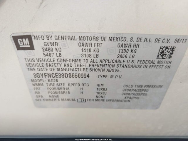 2013 CADILLAC SRX 3GYFNCE38DS650994 Photo 8