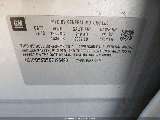 2013 CHEVROLET CRUZE 1G1PD5SB5D7195498 Photo 8