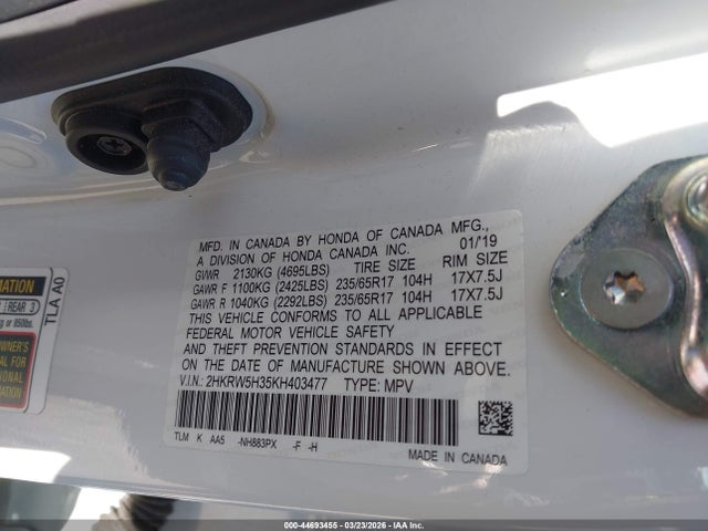 2HKRW5H35KH403477 Honda CR-V LX