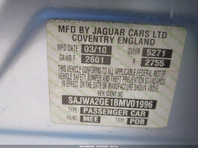 2011 JAGUAR XJ SAJWA2GE1BMV01996 Photo 8