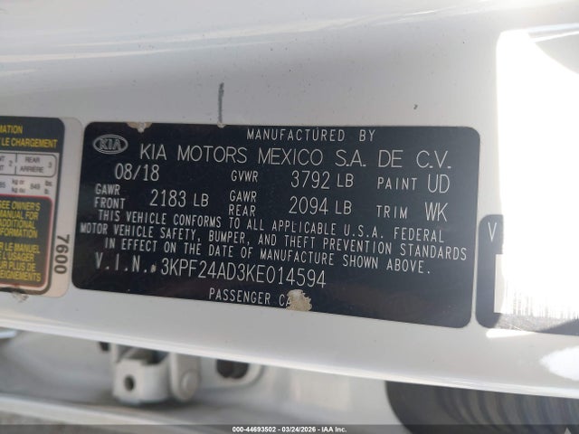KIA FORTE FE 2019 3KPF24AD3KE014594 Image 9