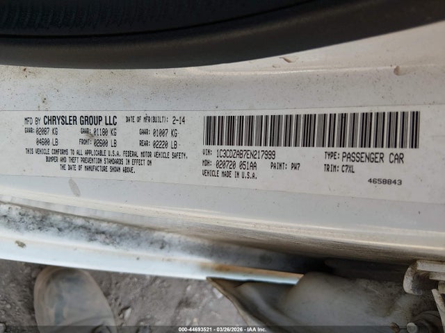 Aukcja sprzedaży 2014 Dodge Avenger Se, vin: 1C3CDZAB7EN217999, numer aukcji: 44693521