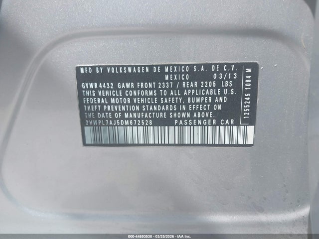 Продаж на аукціоні авто 2013 Volkswagen Jetta Sportwagen 2.0l Tdi, vin: 3VWPL7AJ5DM672528, номер лоту: 44693538