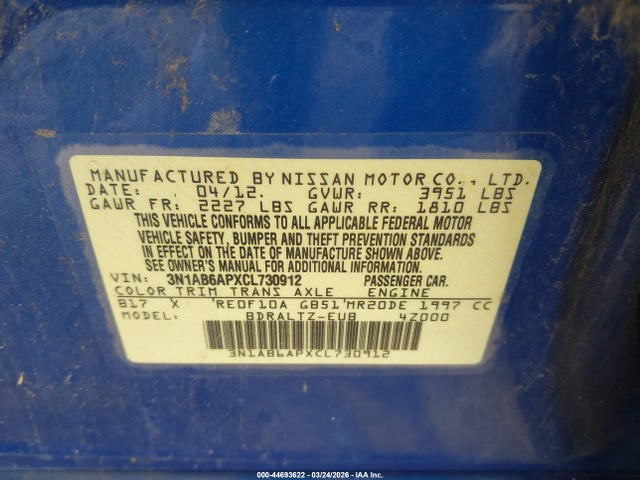 2012 NISSAN SENTRA 3N1AB6APXCL730912 Photo 8